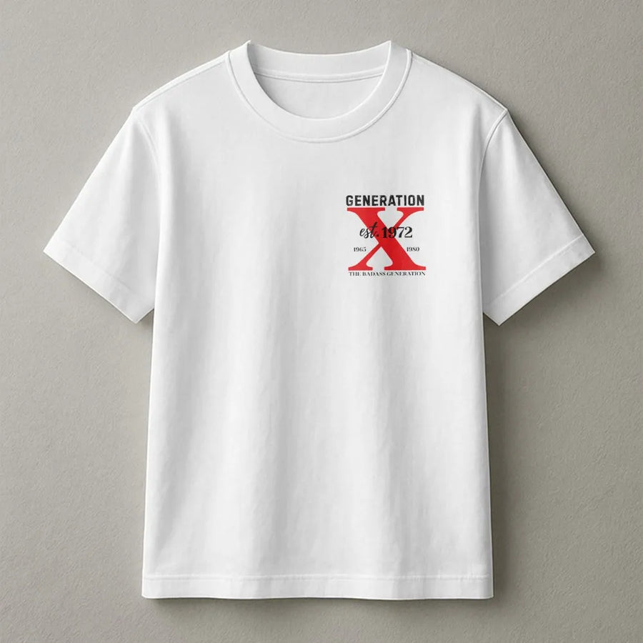 Generation X T-Shirt | Est 1972 The Badass Generation Graphic | Premium Cotton Shirt | Nostalgic Birthday Gift for Gen Xer