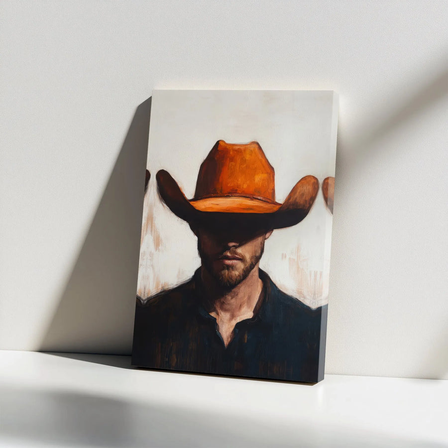 Cowboy Canvas Print | Modern Western Portrait | Premium Gallery Wrapped Canvas | Rustic Home Decor Gift for Men