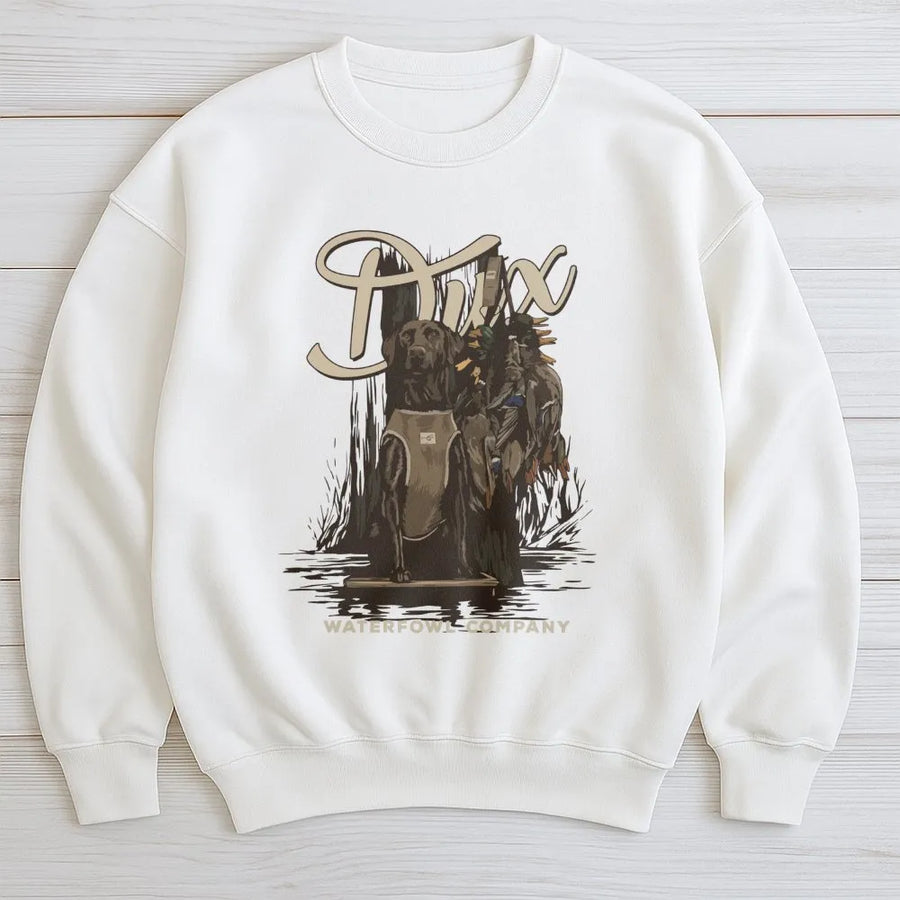 Duck Hunting Sweatshirt | Labrador Retriever Waterfowl Graphic | Premium Cotton Blend Crewneck | Outdoor Apparel Gift For Hunters