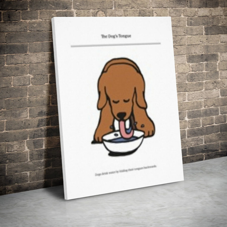 Dog Tongue Anatomy Vertical Canvas | Minimalist Veterinary Illustration | Premium Gallery Wrap Wall Art | Gift for Veterinarian, Vet Tech