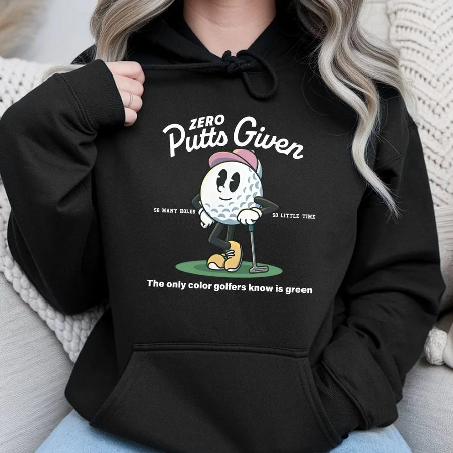 Funny Golf Hoodie | Zero Putts Given Retro Graphic | Premium Cotton Blend | Unisex Gift for Golfer