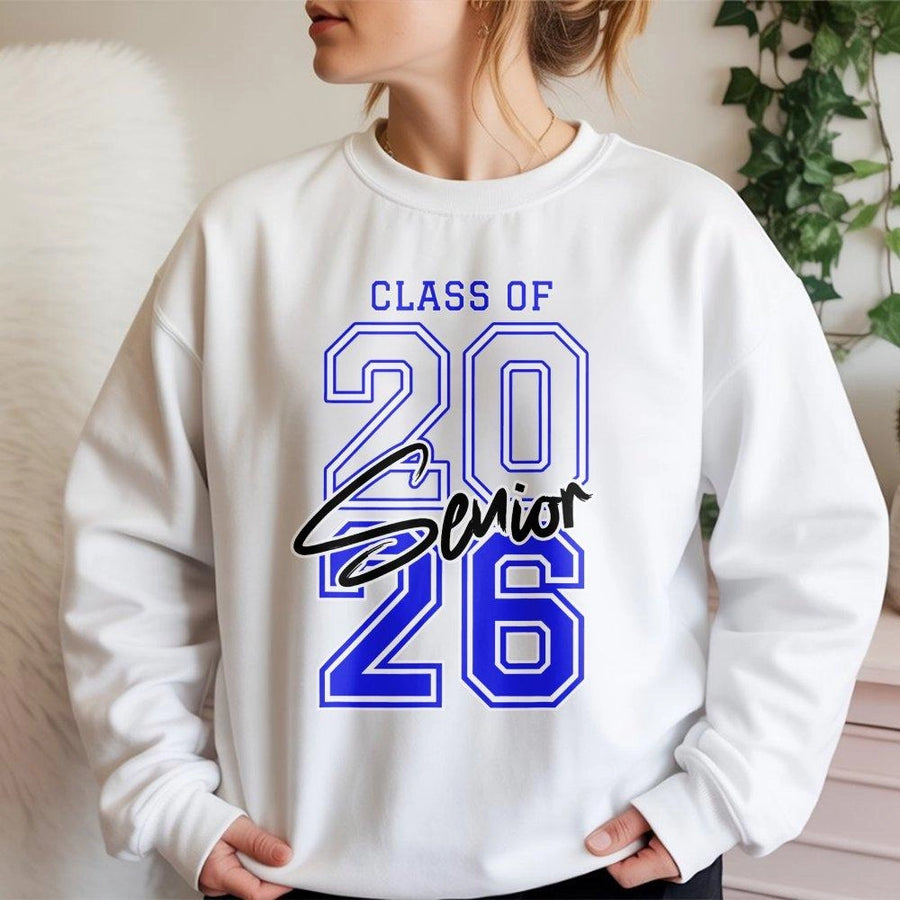 Class Of 2026 Senior Sweatshirt | Varsity Style Graphic Print | Cotton Blend Premium Crewneck | Graduation Gift For High School And College Students