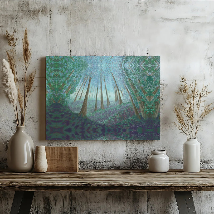 Mystical Forest Canvas Wall Art | Kaleidoscopic Nature Landscape Print | Premium 1.25-inch Gallery Wrap | Enchanting Home Decor for Living Room