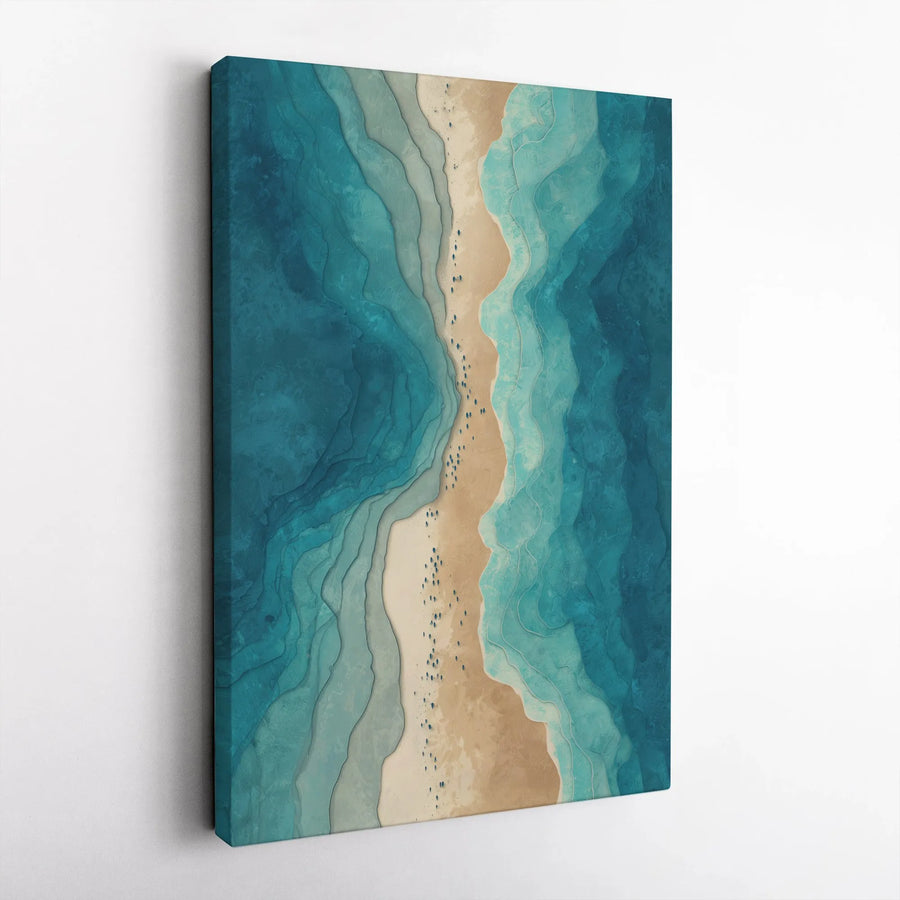 Abstract Ocean Canvas Wall Art | Aerial Drone View Coastline | Premium Gallery Wrapped Canvas | Modern Coastal Home Decor Gift