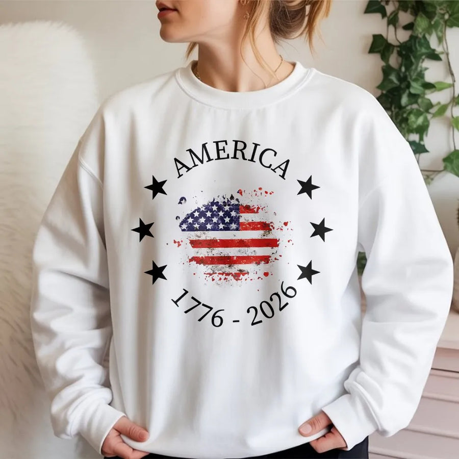 America 250th Anniversary Sweatshirt | Vintage 1776-2026 USA Flag | Soft Cotton Blend | Collector's Patriotic 4th of July Gift