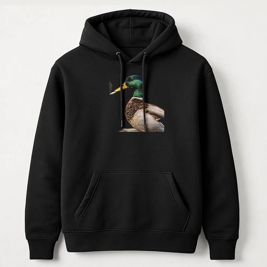 Funny Smoking Duck Hoodie | Viral Mallard Meme Graphic Sweatshirt | Premium Cotton Blend | Novelty Gift for Hunters & Birdwatchers