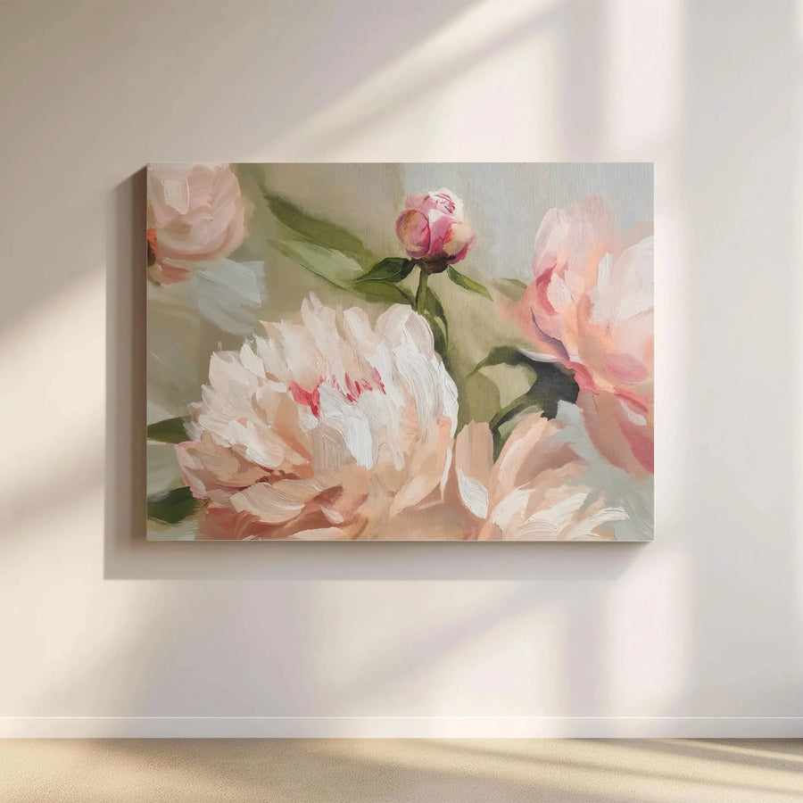 Peony Canvas Wall Art | Vintage Impressionist Floral Painting | 1.25" Thick Gallery Wrap Canvas | Premium Botanical Home Decor
