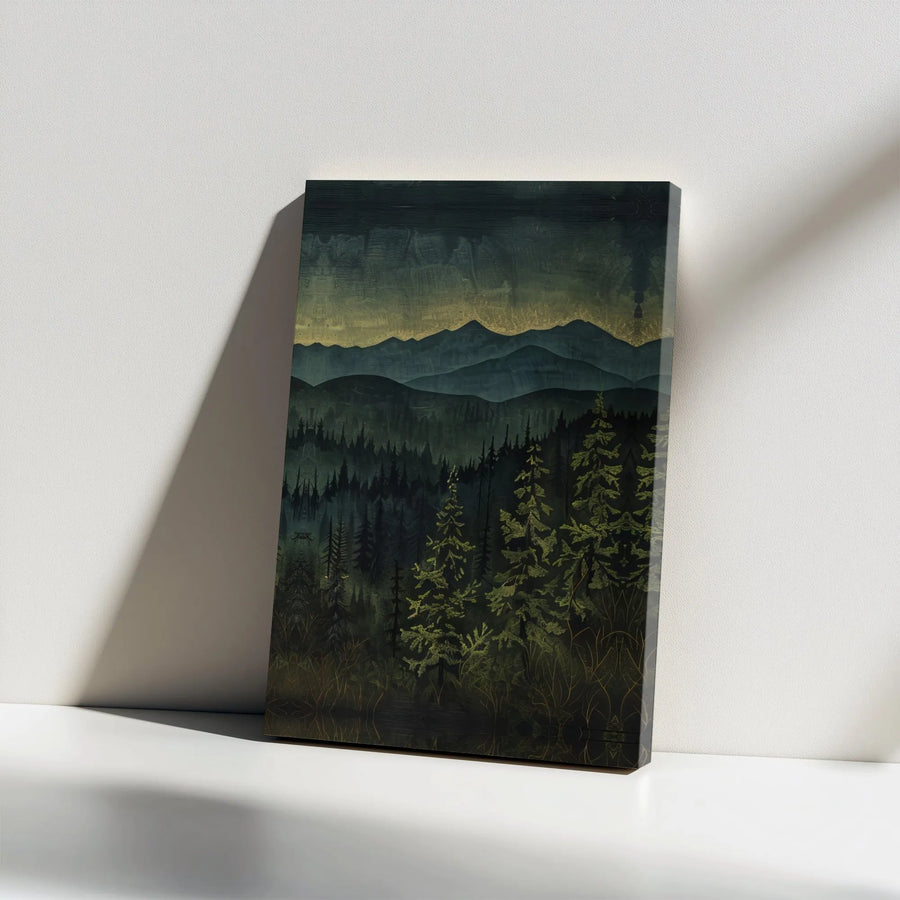 Moody Forest Canvas Wall Art | Rustic Pine Tree Landscape | Premium Gallery Wrapped Canvas | Nature Lover Cabin Decor Gift