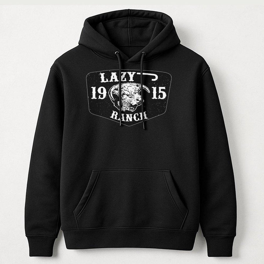 Lazy Ranch Hoodie | Western Bull Head Graphic | Premium Cotton Blend Sweatshirt | Rustic Farmhouse Country Gift For Men And Women