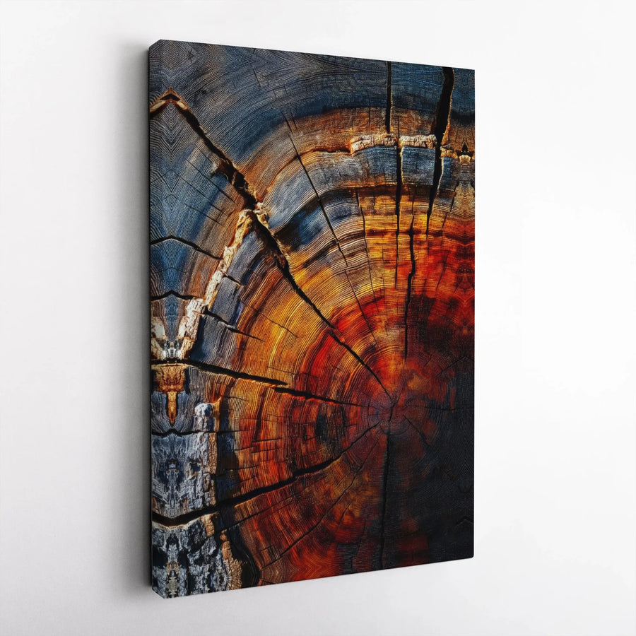 Abstract Tree Rings Wall Art | Vibrant Wood Grain Canvas Print | Premium Gallery Wrap 1.25" Depth | Modern Nature Home Decor for Living Room