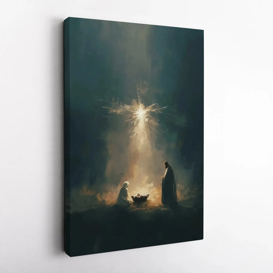 Nativity Scene Canvas Print | Holy Family Christmas Wall Art | Premium Fade-Resistant Gallery Wrap | Christian Religious Gift Home Decor