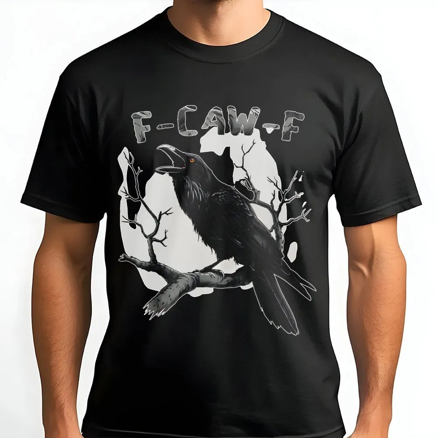 F-Caw-F Raven T-Shirt | Spooky Witchy Crow Graphic Design | 100% Cotton Premium Tee | Funny Bird Lover Gift for Men and Women