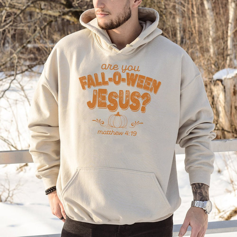 Are You Fall-O-Ween Jesus Hoodie | Retro Christian Fall Aesthetic | Soft Cotton Blend Sweatshirt | Faith-Based Autumn Gift for Women & Men