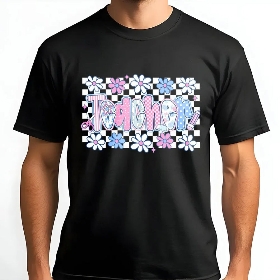 Coquette Teacher T-Shirt | Cute Pastel Floral Graphic | Soft Cotton Blend | Preppy Back to School Gift for Teachers