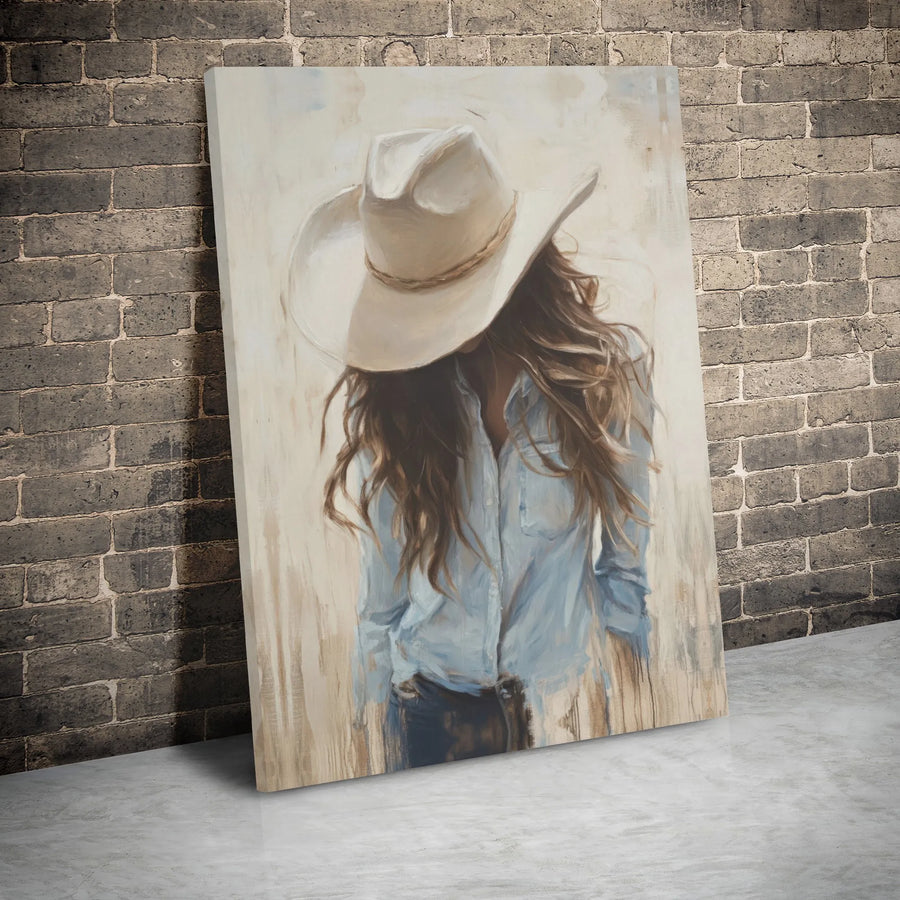 Cowgirl Wall Art | Western Oil Painting Style Canvas Print | Premium Gallery Wrapped Decor | Boho Rustic Farmhouse Gift for Her