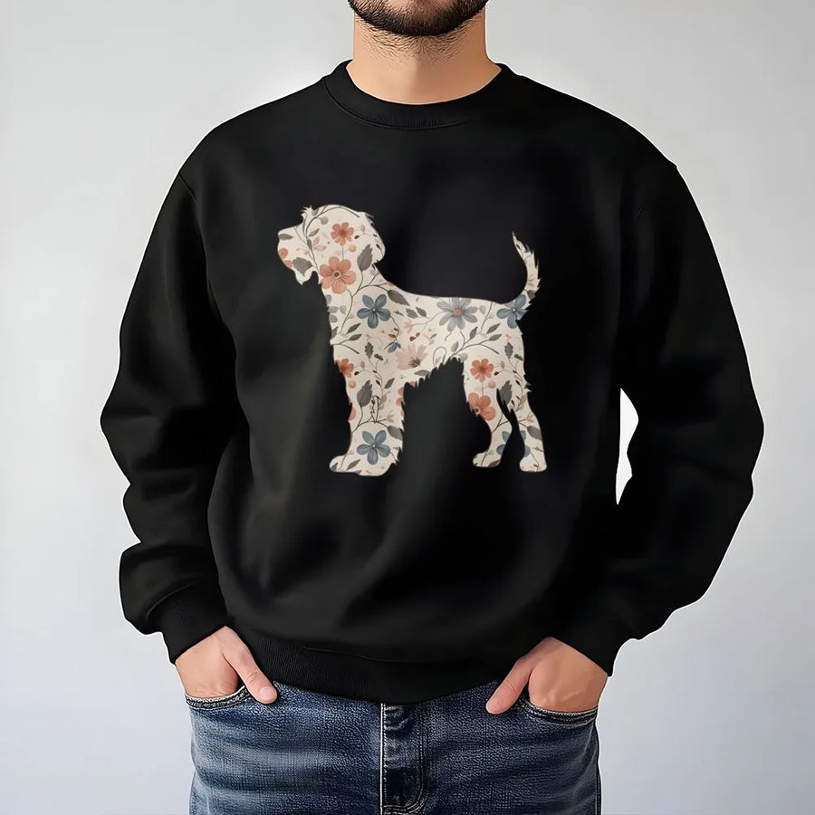 German Wirehaired Pointer Sweatshirt | Floral GWP Dog Silhouette Print | Premium Cotton Blend | Unique Gift for Dog Lovers and Owners