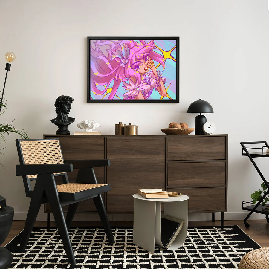 Pink Hair Anime Magical Girl Canvas | Vibrant Manga Character Wall Art | 1.25-Inch Gallery Wrap Print | Aesthetic Room Decor Gift