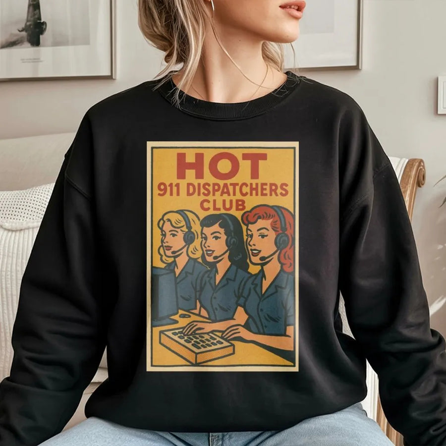 911 Dispatcher Sweatshirt | Retro Comic Book Emergency Operator Graphic | Premium Soft Cotton Crewneck | Funny Gift For Dispatcher & First Responder