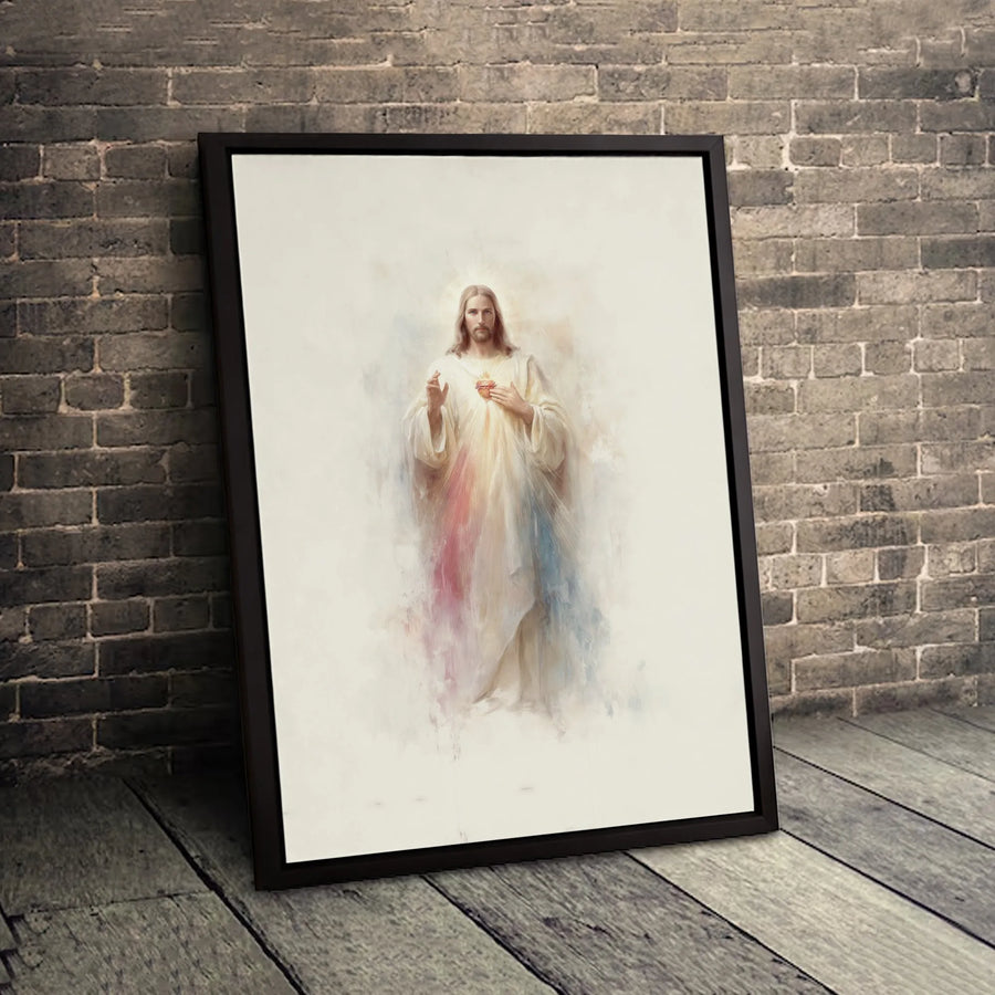 Divine Mercy Jesus Canvas Art | Watercolor Religious Wall Decor | Premium Fade-Resistant Print | Christian Spiritual Home Gift