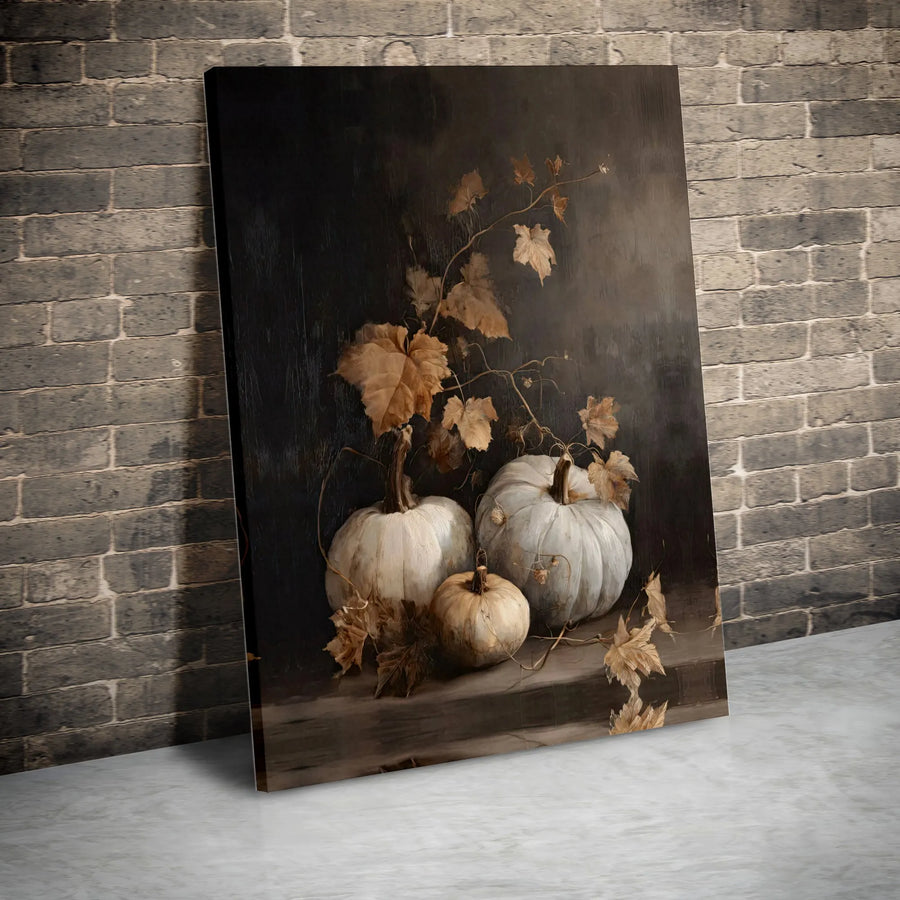 Rustic Pumpkin Canvas Art | Vintage Autumn Still Life Wall Decor | Gallery Quality Premium Print | Harvest Farmhouse Seasonal Home Gift