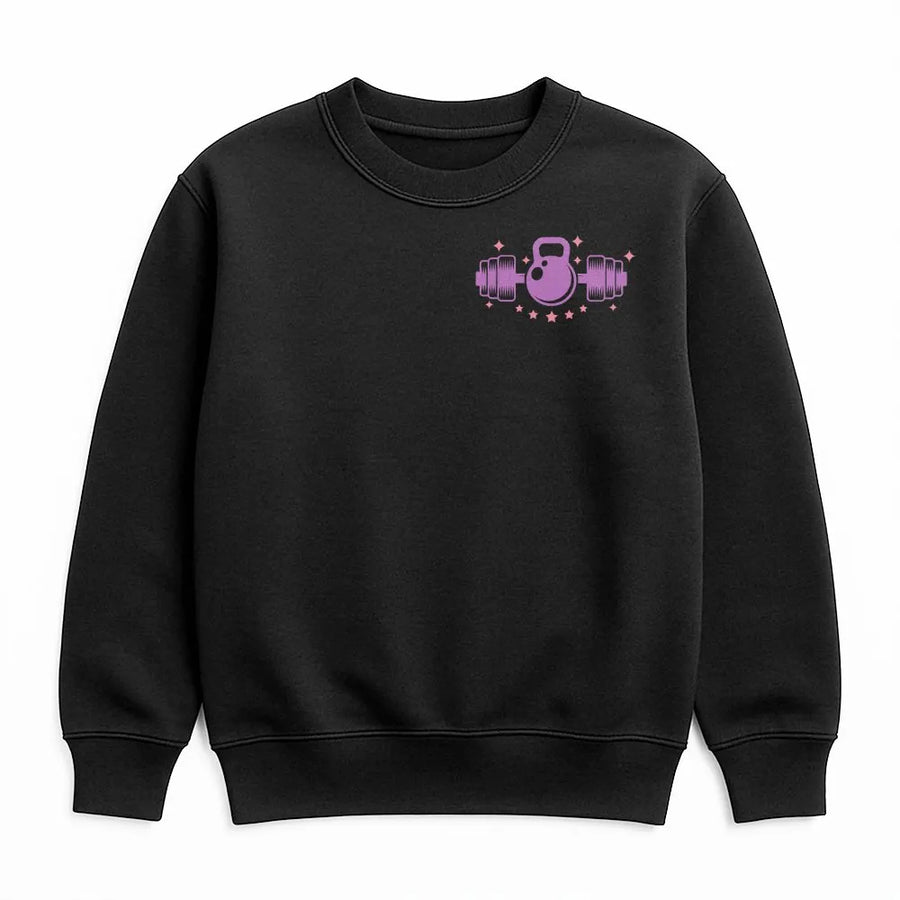Cute Workout Sweatshirt | Kettlebell & Dumbbell Graphic | Premium Cotton Blend | Gift for Women Who Lift