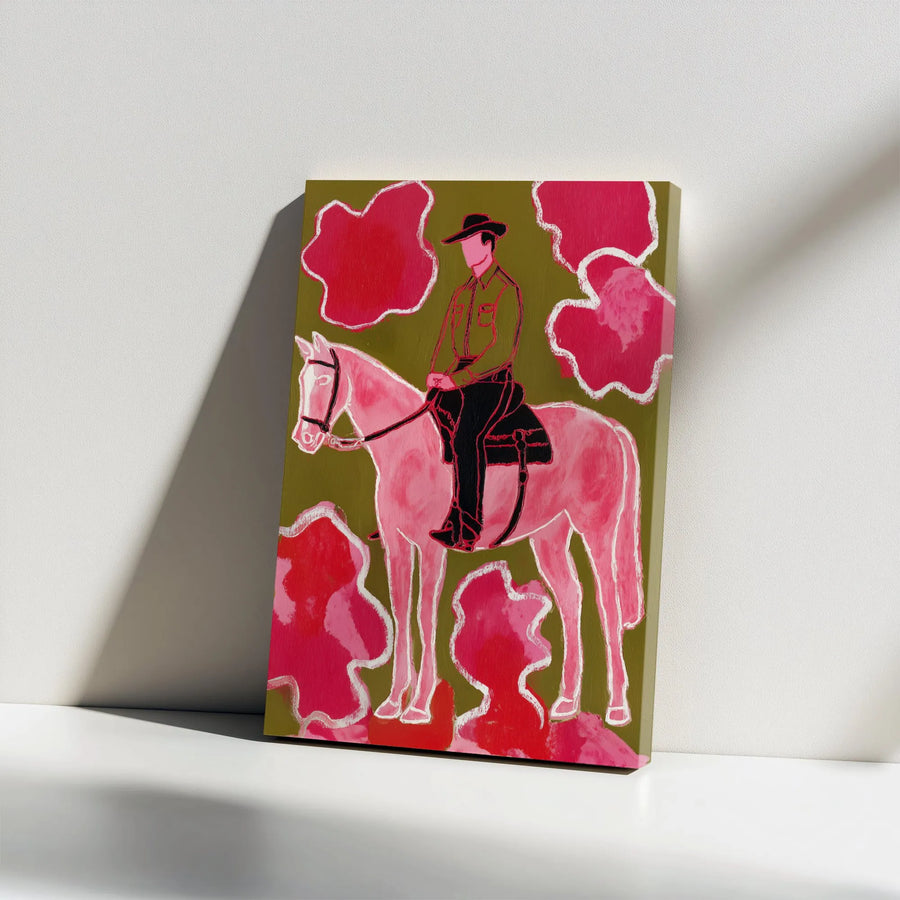 Pop Art Cowboy Canvas Wall Art | Modern Western Painting Print | Premium Gallery Wrapped Canvas | Eclectic Home Decor Gift for Art Lovers