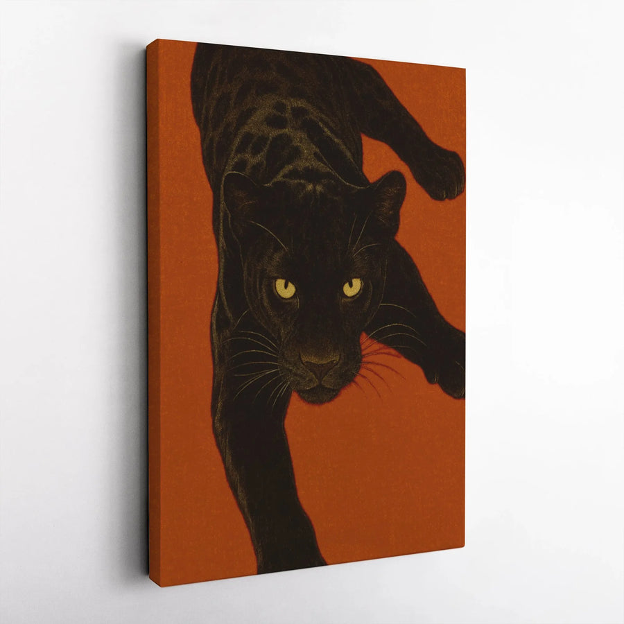 Black Panther Canvas Wall Art | Fierce Big Cat Animal Portrait | Premium Gallery Wrap Print | Modern Home & Office Decor Gift