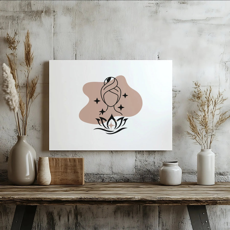 Spa Wall Art | Minimalist Woman with Lotus Flower Canvas | Premium Fade-Resistant Print | Relaxing Zen Decor for Bathroom or Bedroom