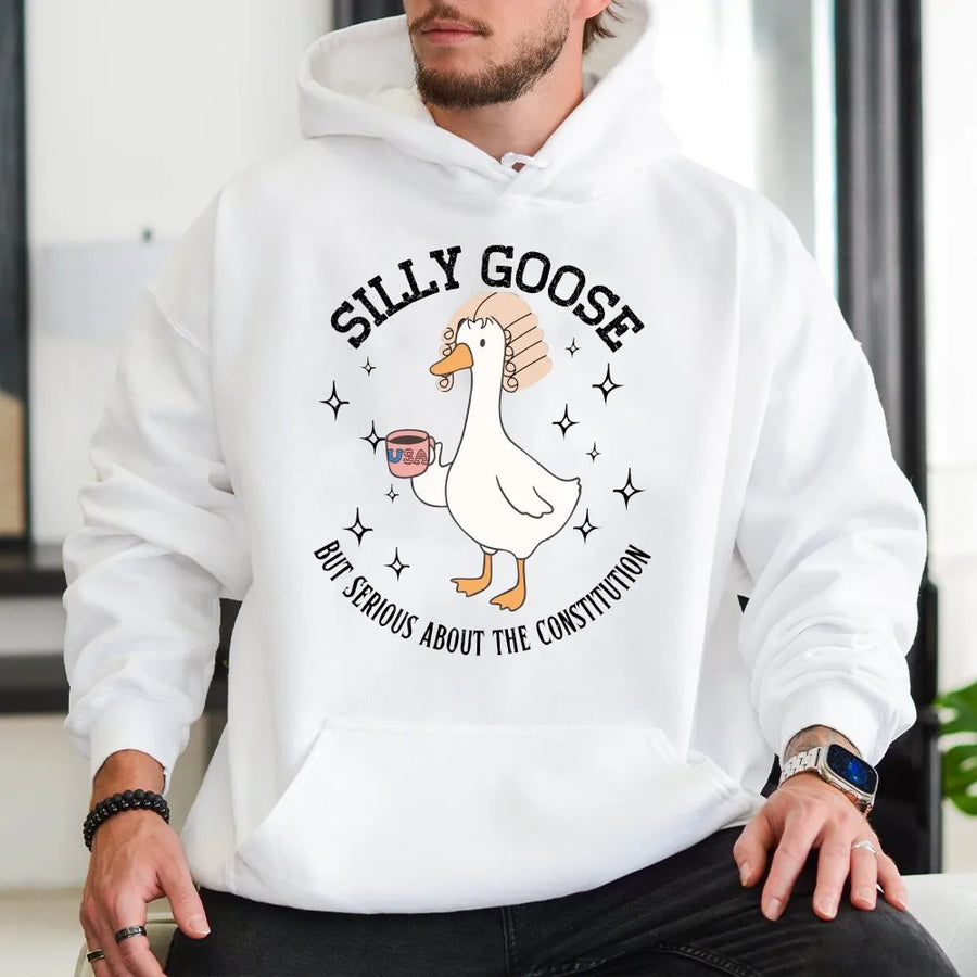 Silly Goose Constitution Hoodie | Funny History Teacher Gift | Premium Cotton Blend | Civics Class Apparel for Students