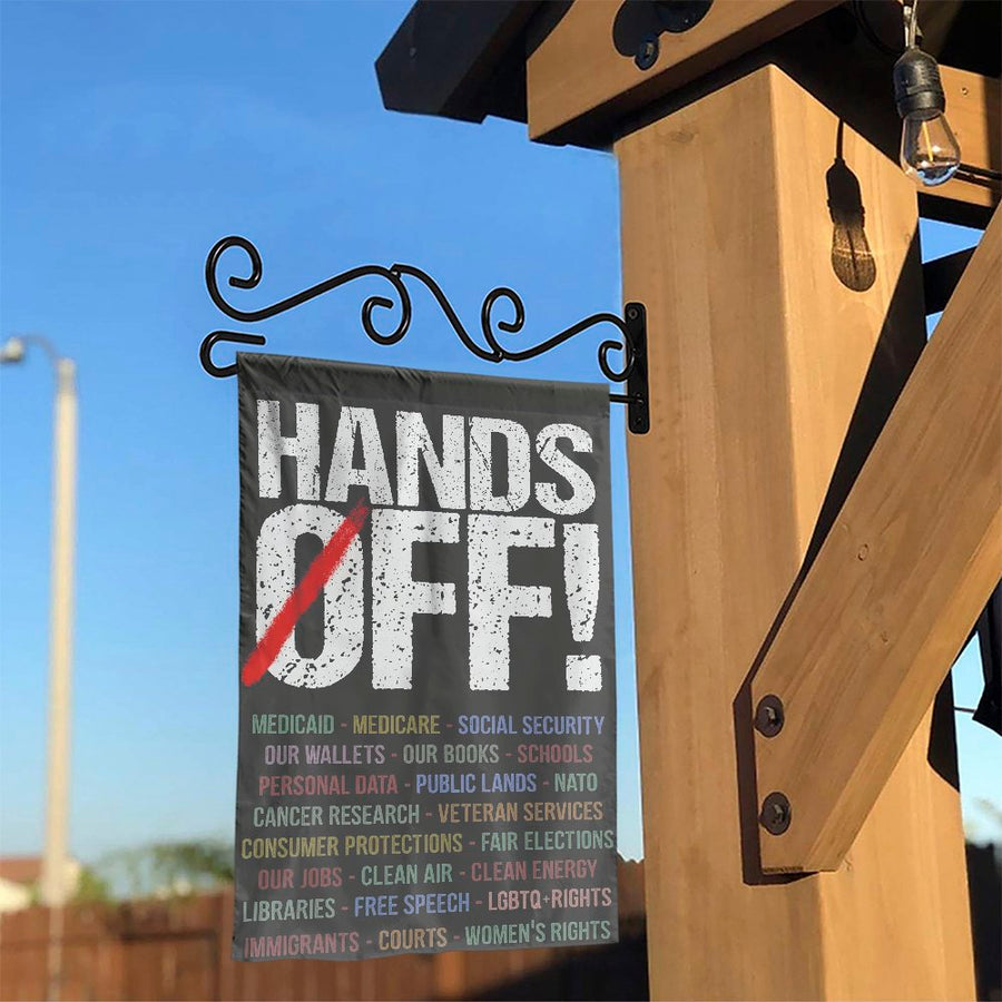 Hands Off Protest Garden Flag | Activism Social Justice Yard Decor | Premium Weather-Resistant Polyester | Gift for Advocates
