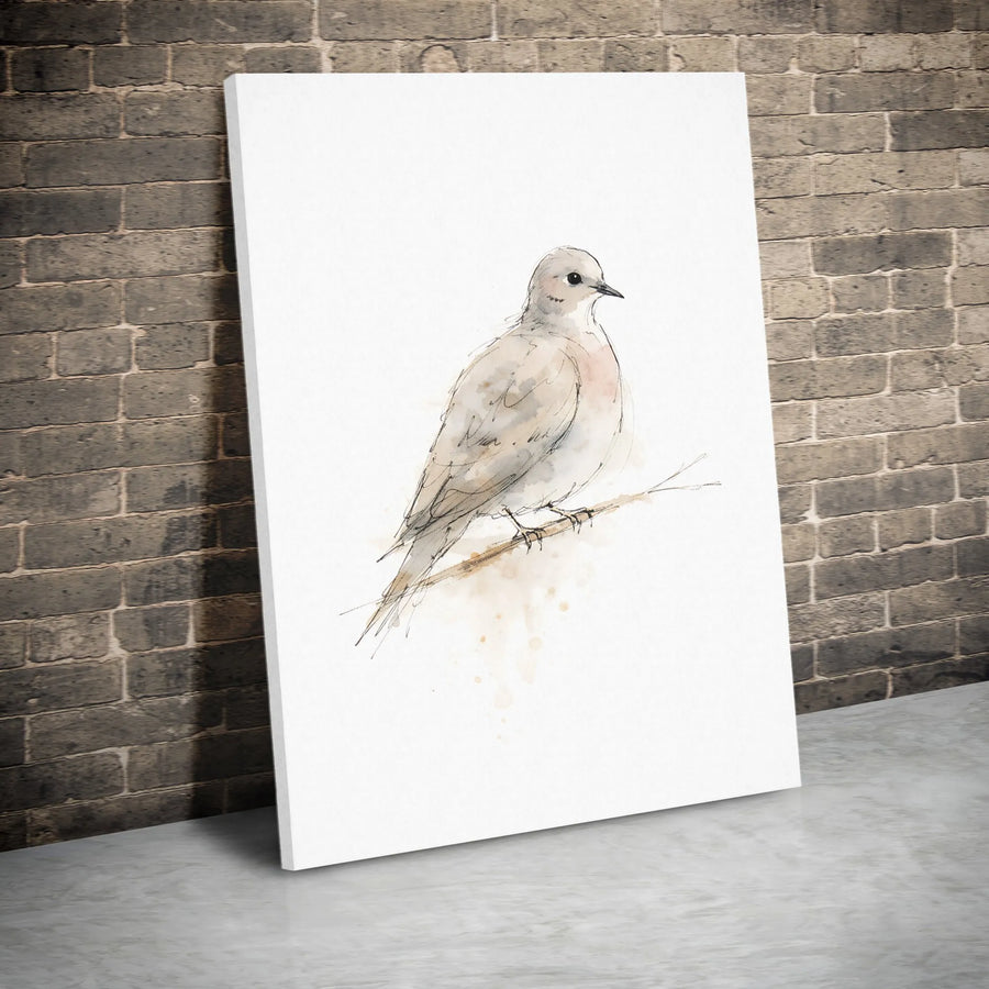 Mourning Dove Canvas Print | Watercolor Bird Sketch Wall Art | Premium Gallery Wrapped Canvas | Nature Lover Home Decor Gift