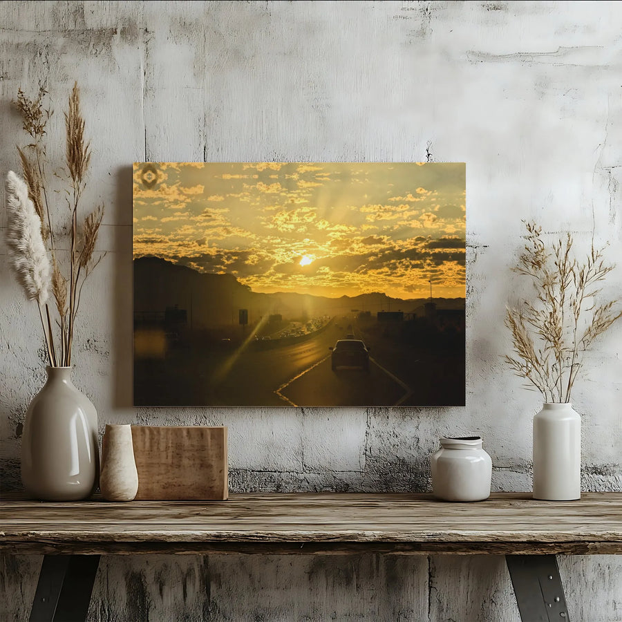 Sunset Highway Canvas Wall Art | Golden Hour Mountain Road Print | Premium Gallery Wrap Decor | Nature Landscape Gift for Travel Lovers