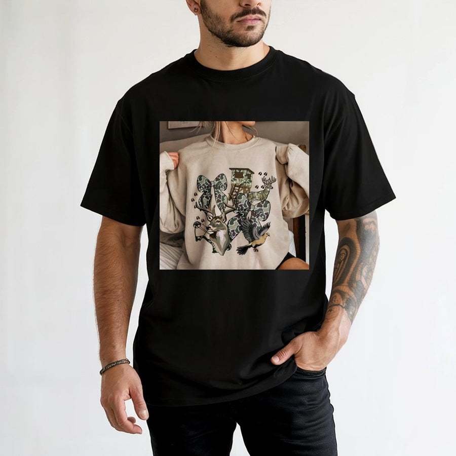 Camo Bow Hunting T-Shirt | Trendy Deer Season Graphic Tee | Premium 100% Cotton | Wildlife Gift for Outdoor Loving Women