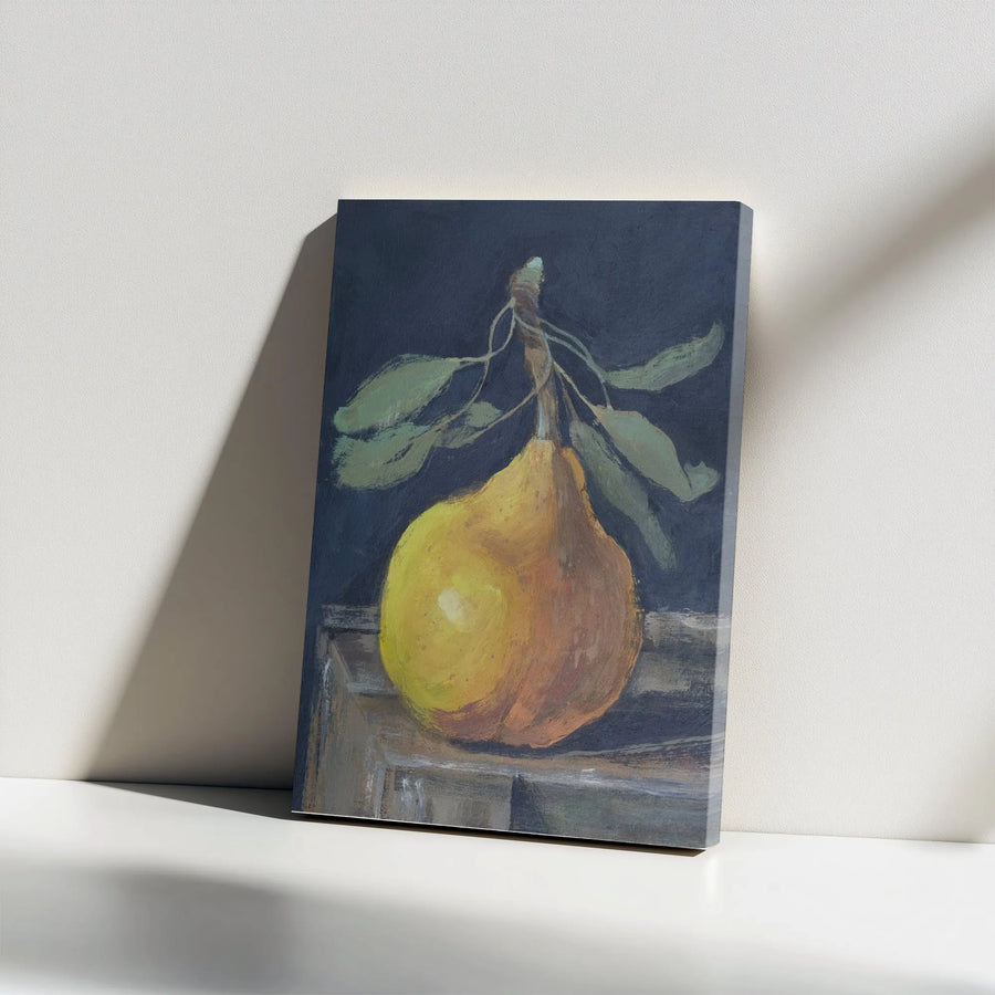 Pear Still Life Vertical Canvas | Vintage Fruit Painting Wall Art | Premium Thick Gallery Wrap | Farmhouse Kitchen & Dining Room Decor Gift