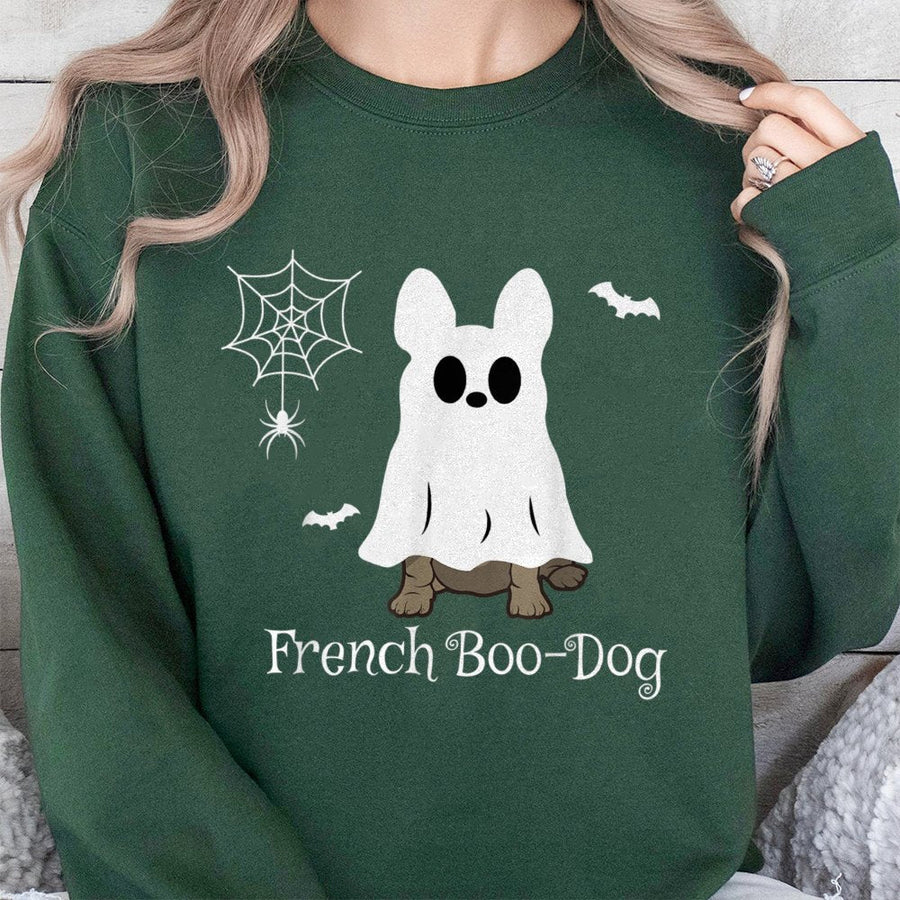 French Bulldog Ghost Sweatshirt | Funny Halloween Boo-Dog Graphic | Premium Cotton Blend | Spooky Fall Gift For Dog Lovers