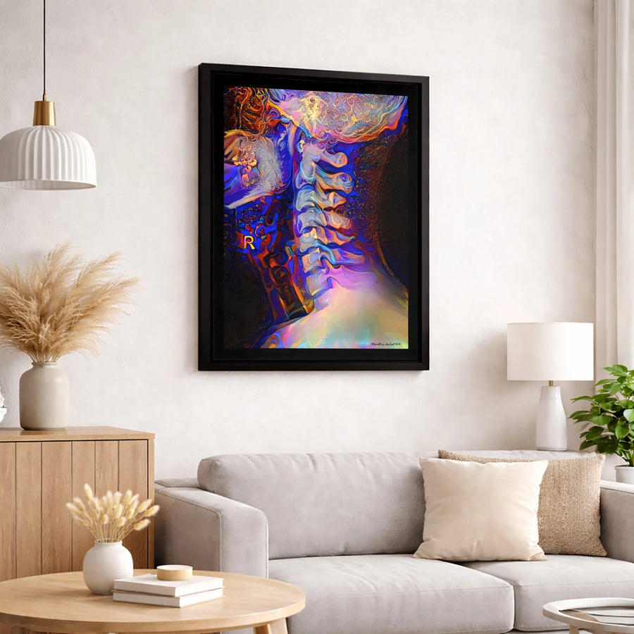 Cervical Spine Anatomy Canvas Art | Abstract Colorful Medical Wall Decor | Premium 1.25" Gallery Wrap | Gift for Chiropractor or Doctor