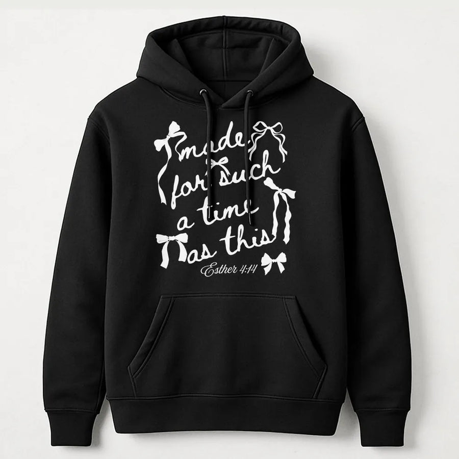 Esther 4:14 Hoodie | Made For Such A Time As This | Coquette Bow Aesthetic Graphic | Christian Faith Gift For Women & Teens