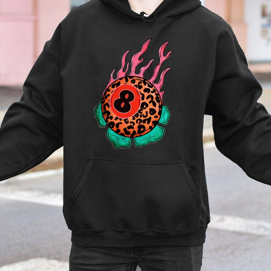 8 Ball Hoodie | Leopard Print Graphic Aesthetic | Premium Cotton Blend | Unisex Streetwear Gift for Men and Women