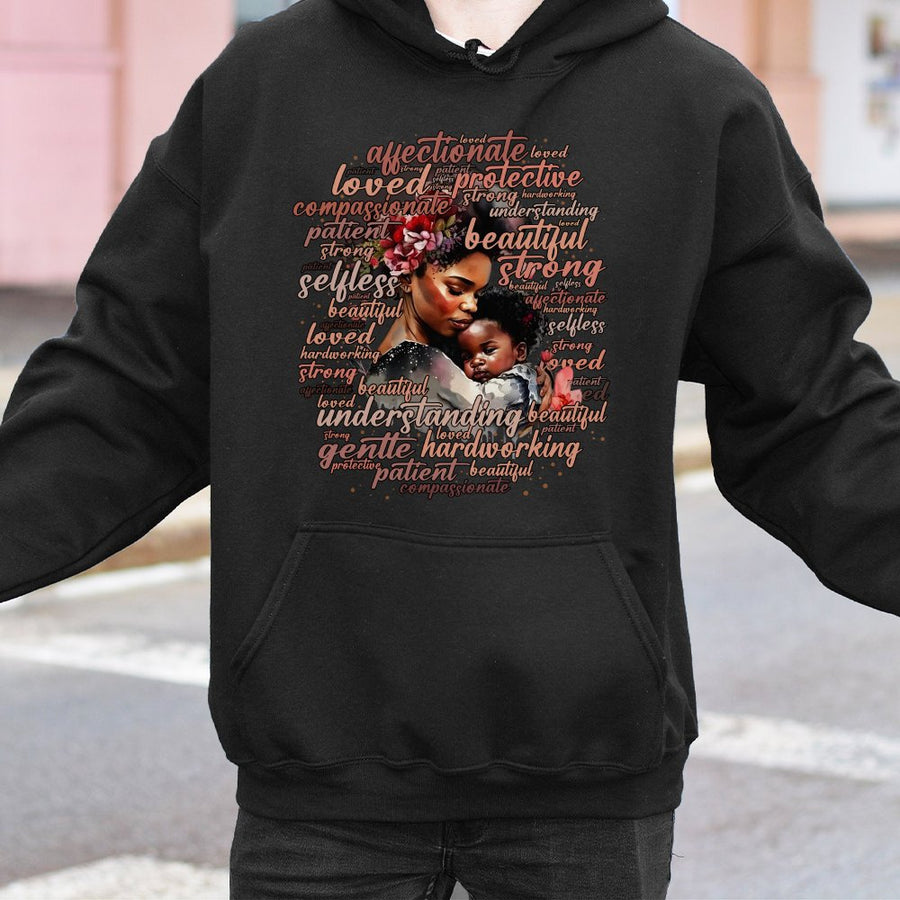Black Mom and Son Hoodie | Beautiful Motherhood Typography Art | Premium Cotton-Poly Blend | Meaningful Gift for Mom, Mother's Day 2026