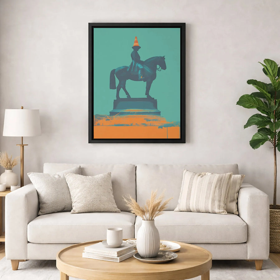 Glasgow Statue Art Print | Wellington Traffic Cone Street Style | Premium Gallery Canvas | Unique Urban Decor Gift for Modern Home