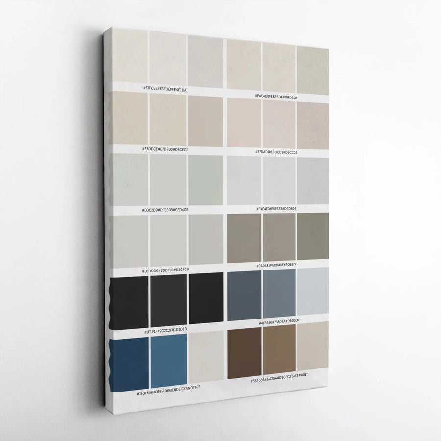 Designer Color Palette Vertical Canvas | Modern Color Swatch Chart with HEX Codes | Premium Gallery Wrap Canvas | Gift for Graphic Designer & Artist