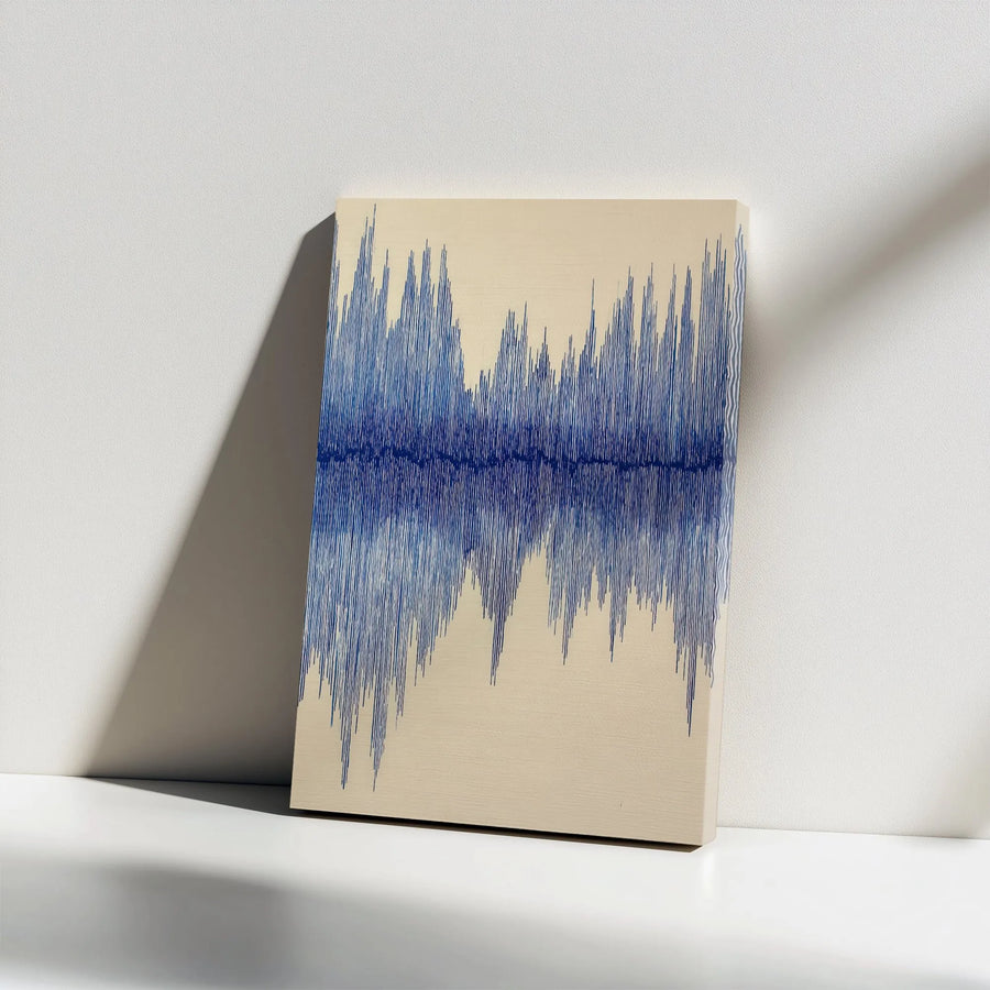 Soundwave Canvas Wall Art | Minimalist Blue Audio Waveform Print | Premium 1.25" Thick Gallery Wrap | Modern Home Decor Gift for Music Lover