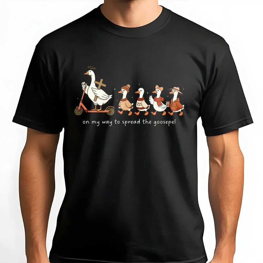 Spread The Goosepel T-Shirt | Funny Christian Goose Pun Design | Premium Soft Cotton Unisex Tee | Religious Humor Gift for Youth Group