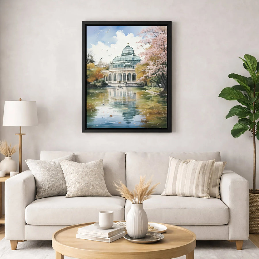 Palacio de Cristal Canvas Print | Madrid Spain Watercolor Art | Gallery Quality 1.25 Inch Wall Decor | Travel Lover Gift