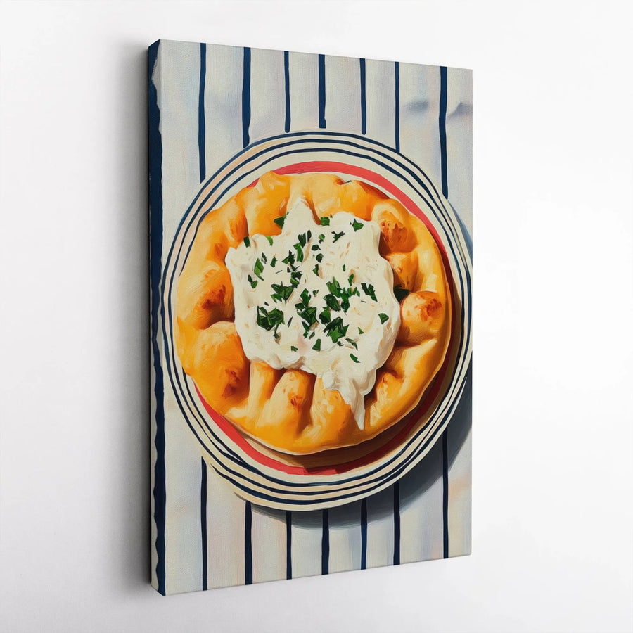 Rustic Pastry Canvas Print | Creamy Savory Bread Illustration | 1.25” Gallery Wrap | Kitchen Wall Art for Food Lovers