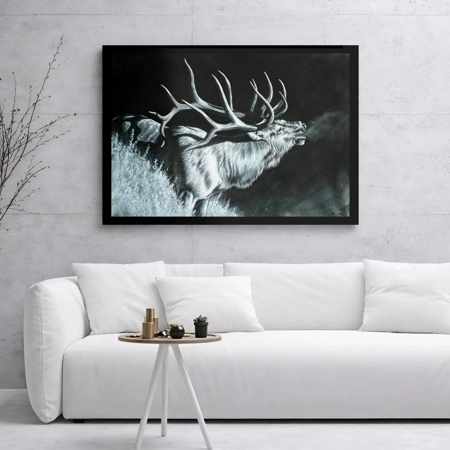 Bugling Bull Elk Canvas Print | Realistic Wildlife Wall Art | Premium Gallery Wrapped Decor | Mountain Lodge Hunting Cabin Gift