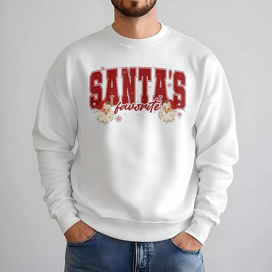 Santa's Favorite Sweatshirt | Retro Christmas Graphic Pullover | Premium Cotton Blend | Funny Holiday Gift for Women and Men