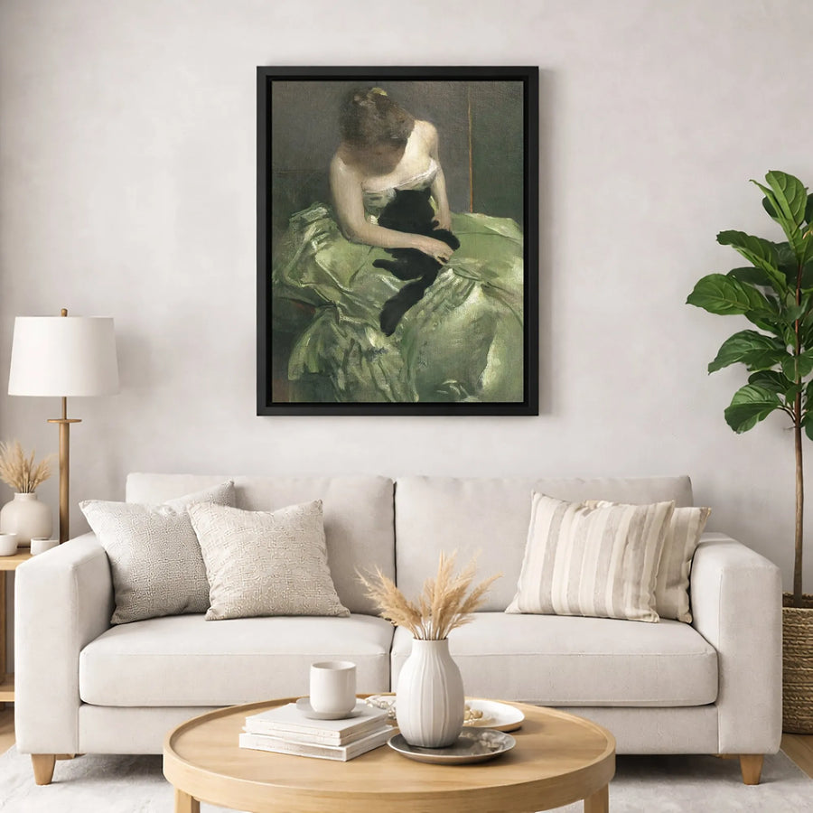 Édouard Manet Woman With A Cat Canvas Print | Impressionist Fine Art Wall Decor | Premium Gallery Wrap Quality | Gift For Art Lovers & Cat Owners
