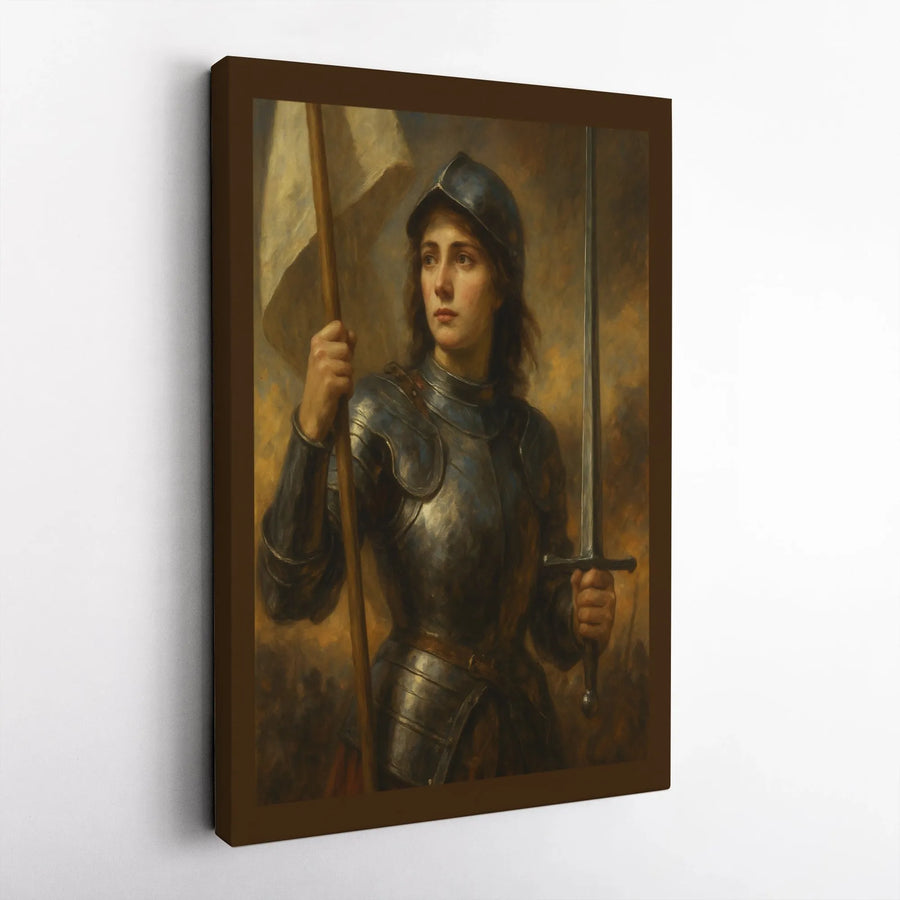 Joan of Arc Canvas Wall Art | Historical Warrior Woman Portrait | Gallery Wrap 1.25 Inch Premium Decor | Gift for History Lovers