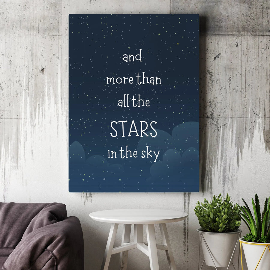 More Than All The Stars Canvas Wall Art | Inspirational Quote Print | Premium Gallery Wrapped Canvas | Kids Room & Nursery Decor Gift